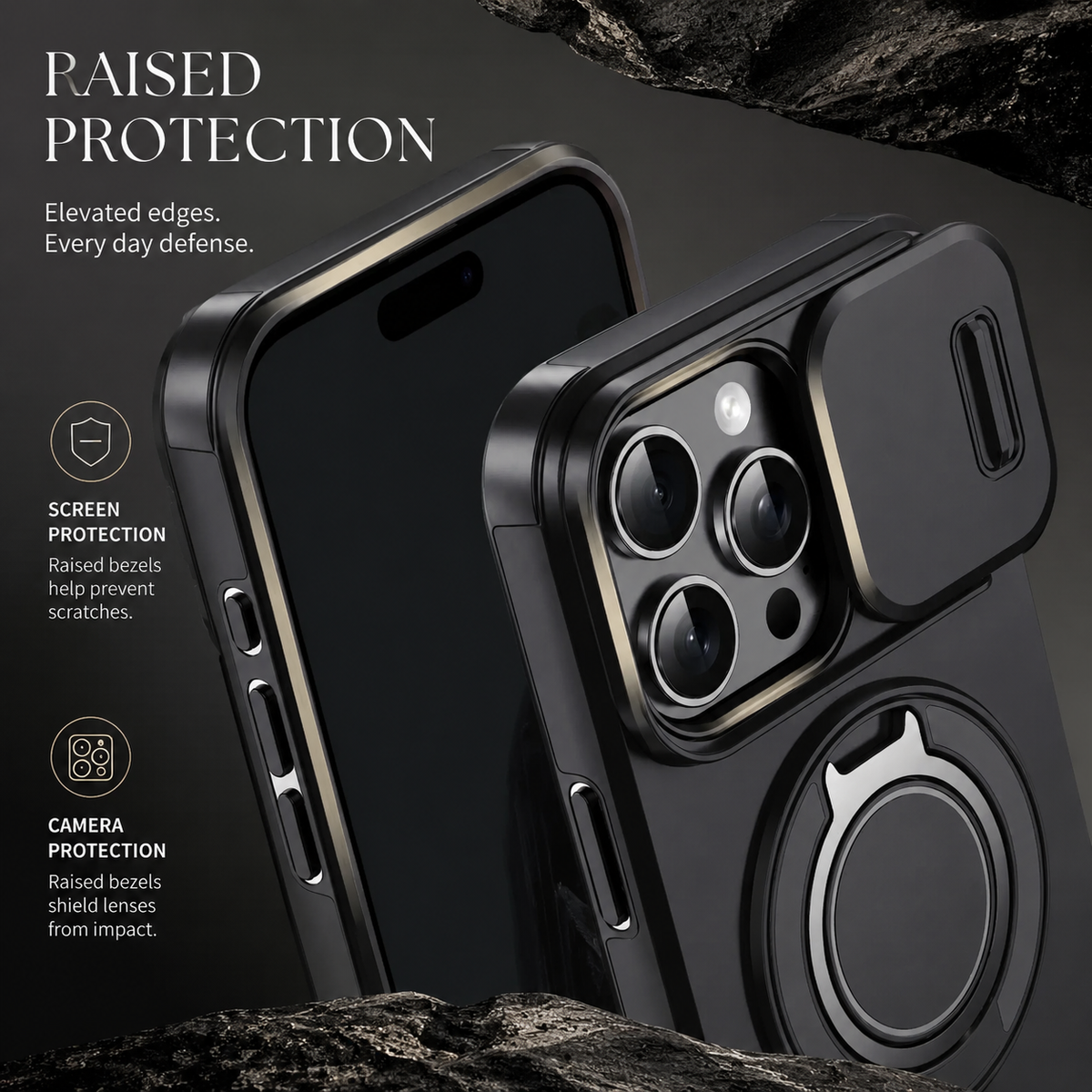Premium iPhone Case Magnetic Bracket Shockproof PC Acrylic Heavy Duty Rugged Armor Anti Scratch Anti Fingerprint Non Slip Stand Protective Cover