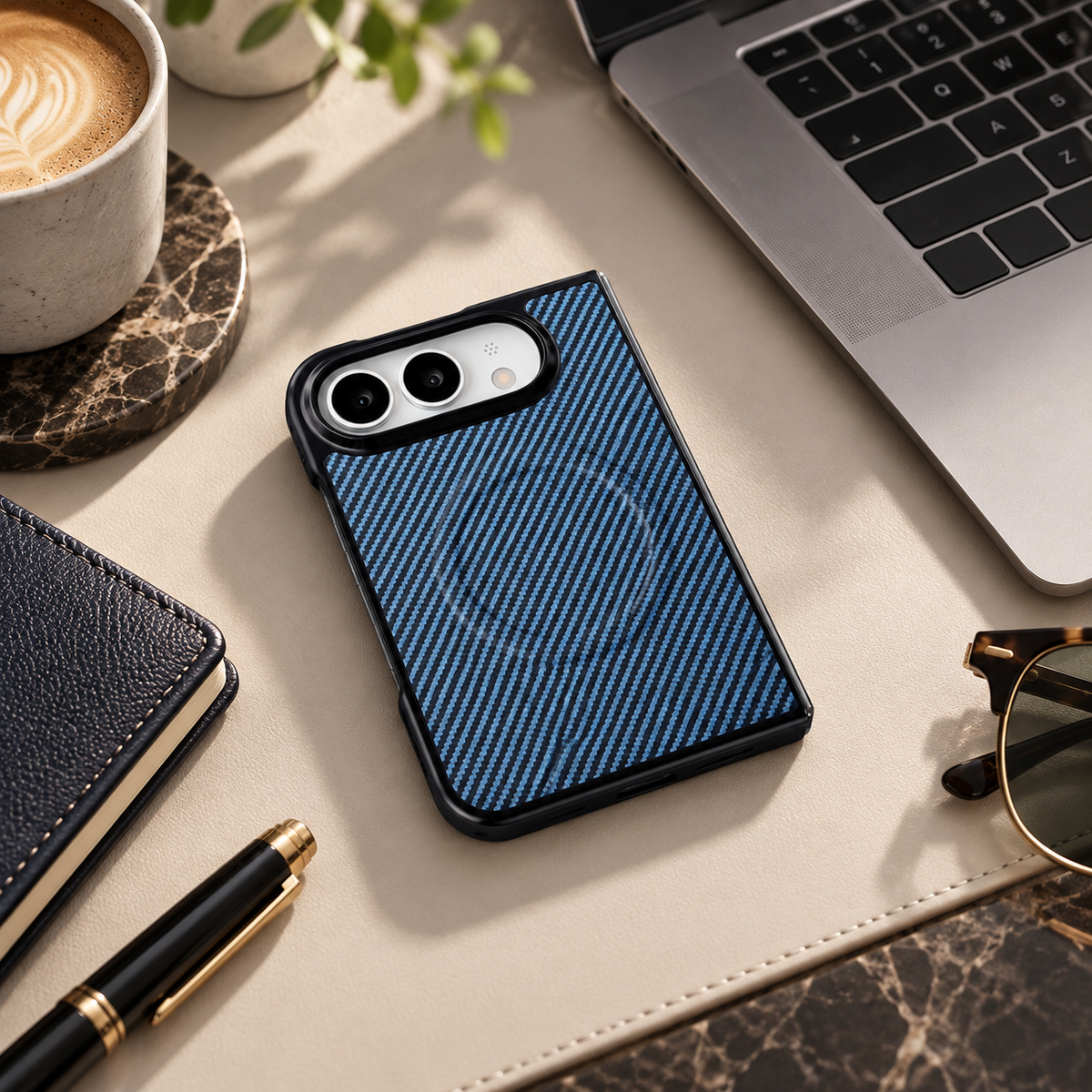 Premium iPhone Case Magnetic Carbon Fiber Pattern Soft TPU MagSafe Foldable Cover Shockproof Anti Knock Slim Non Slip Durable Protective Phone Cover Shell Case