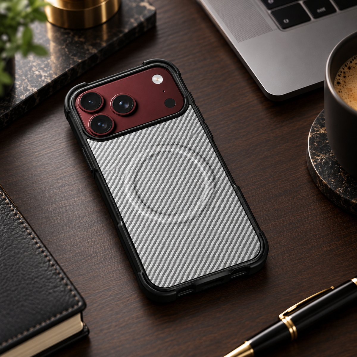Premium iPhone Case Magnetic Carbon Fiber Pattern Soft TPU MagSafe Foldable Cover Shockproof Anti Knock Slim Non Slip Durable Protective Phone Cover Shell Case