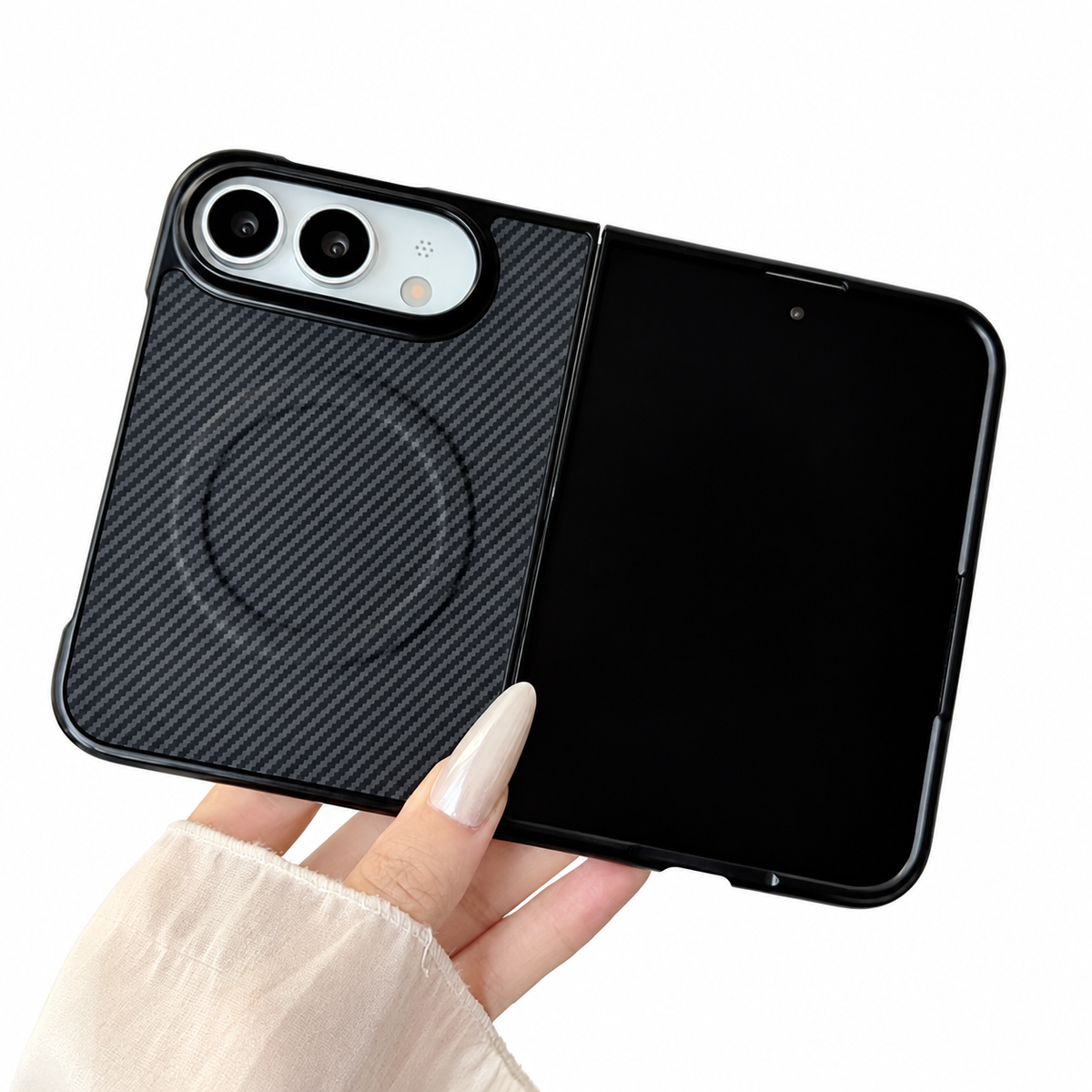 Premium iPhone Case Magnetic Carbon Fiber Pattern Soft TPU MagSafe Shockproof Anti Knock Slim Non Slip Durable Protective Tough Back Phone Cover Shell Case