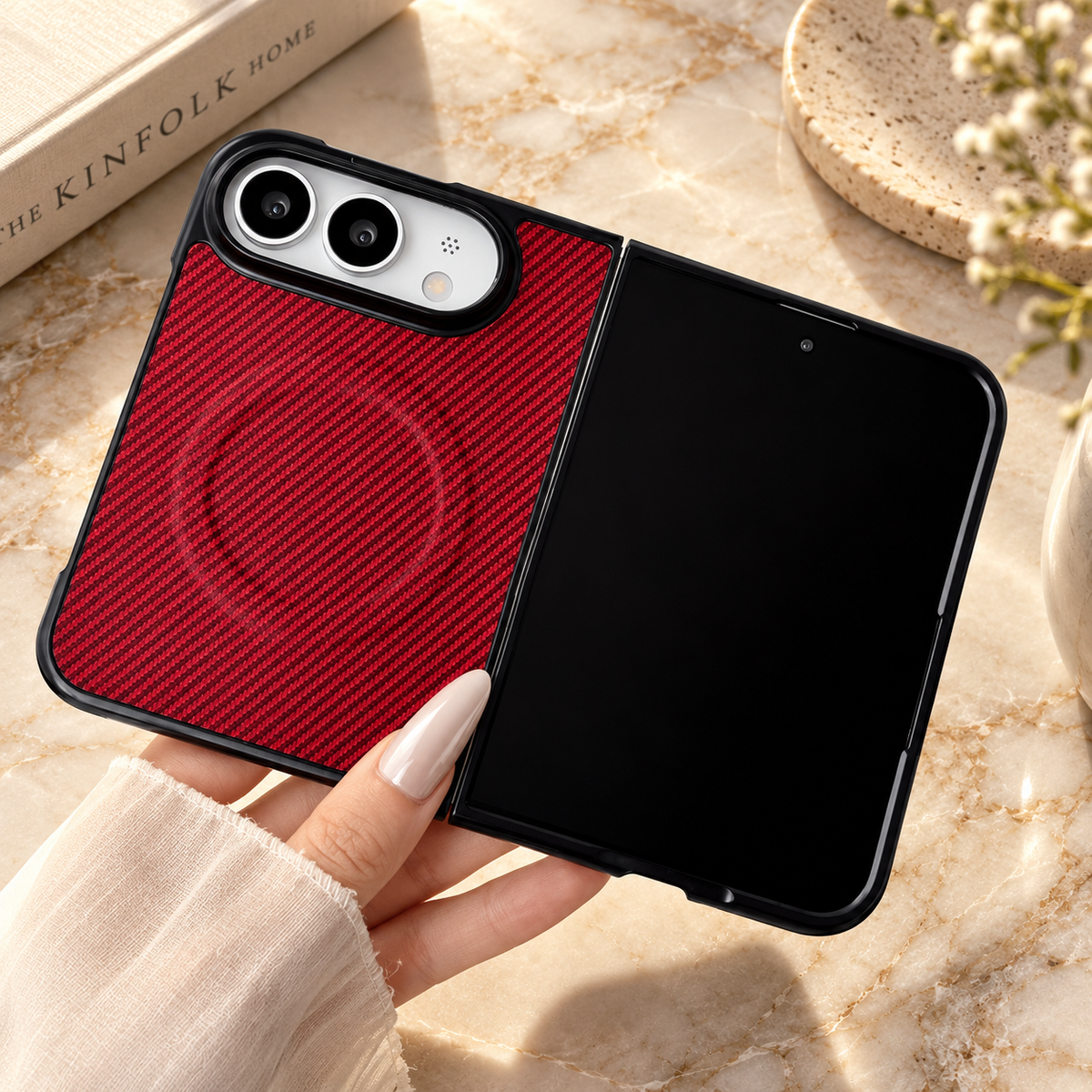 Premium iPhone Case Magnetic Carbon Fiber Pattern Soft TPU Shockproof Anti Knock Slim Protective Durable Non Slip Wireless Charging Phone Cover Shell Case