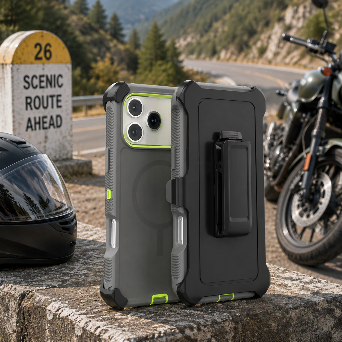 Premium iPhone Case Magnetic Defender Shockproof TPU PC Armor Belt Clip Holder MagSafe Compatible Full Port Protection Non Slip Heavy Duty Cover Style