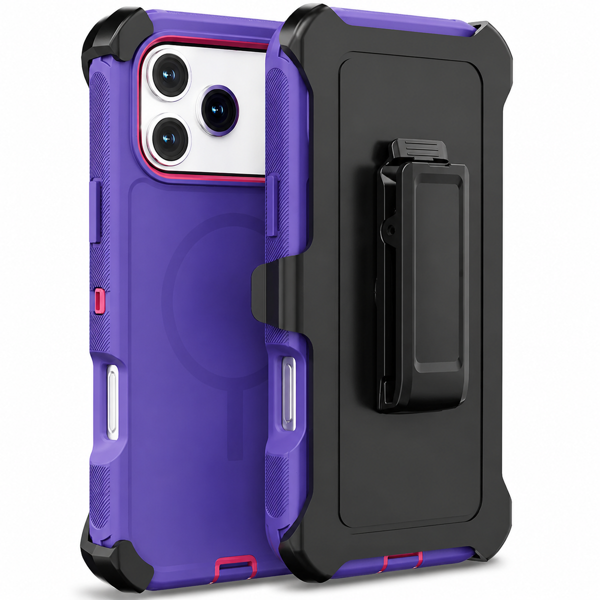 Premium iPhone Case Magnetic Defender Shockproof TPU PC Armor Belt Clip Holder MagSafe Compatible Full Port Protection Non Slip Heavy Duty Cover Style