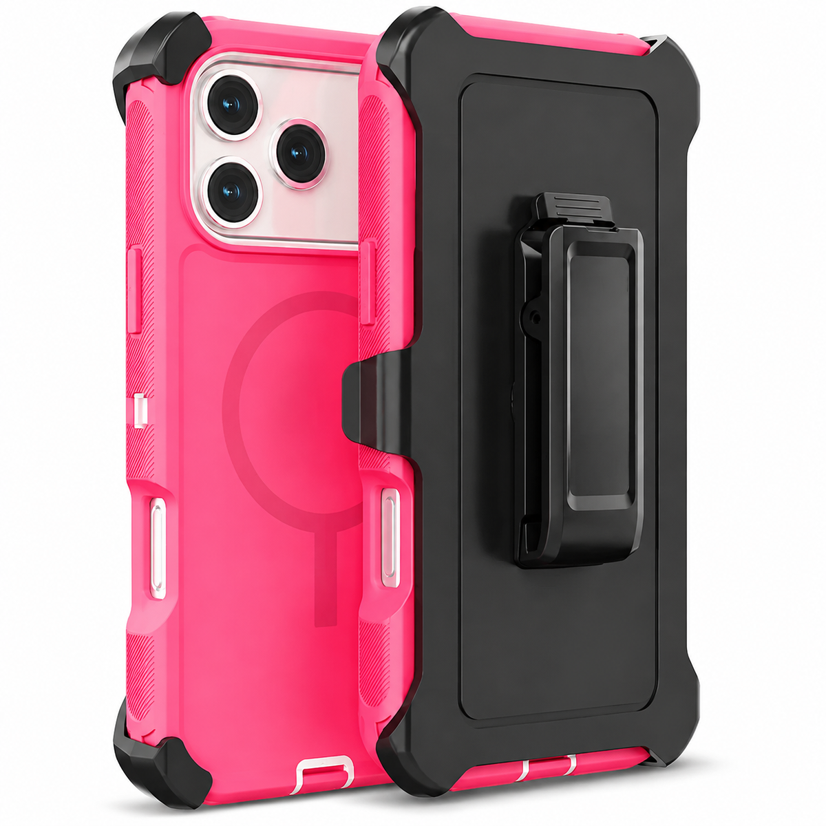 Premium iPhone Case Magnetic Defender Shockproof TPU PC Armor Belt Clip Holder MagSafe Compatible Full Port Protection Non Slip Heavy Duty Cover Style