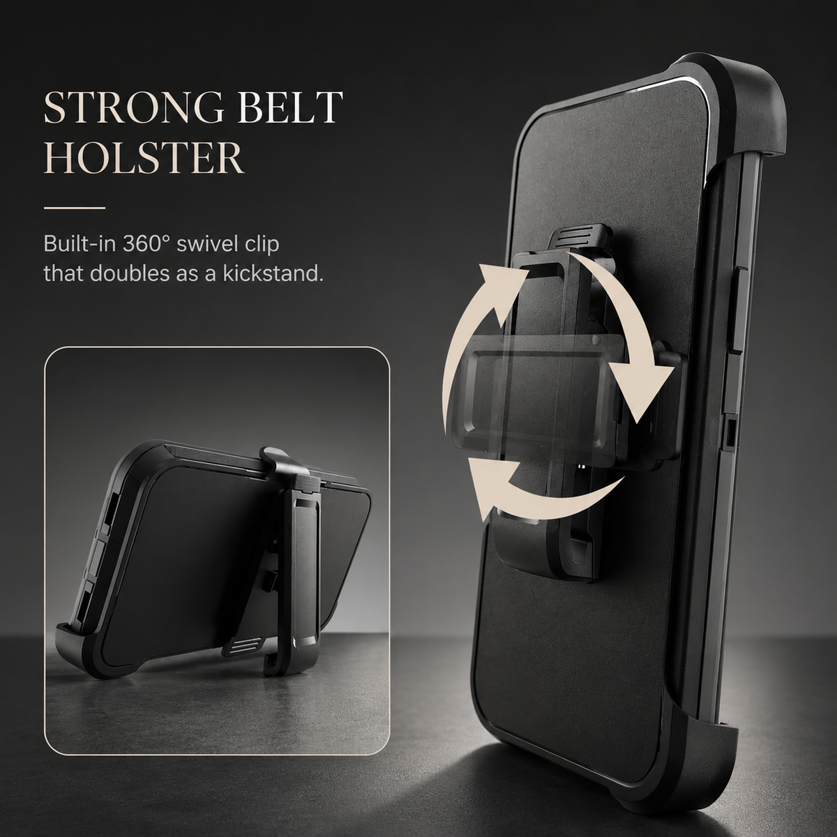 Premium iPhone Case Magnetic Defender Shockproof TPU PC Armor Belt Clip Holder MagSafe Compatible Full Port Protection Non Slip Heavy Duty Cover Style
