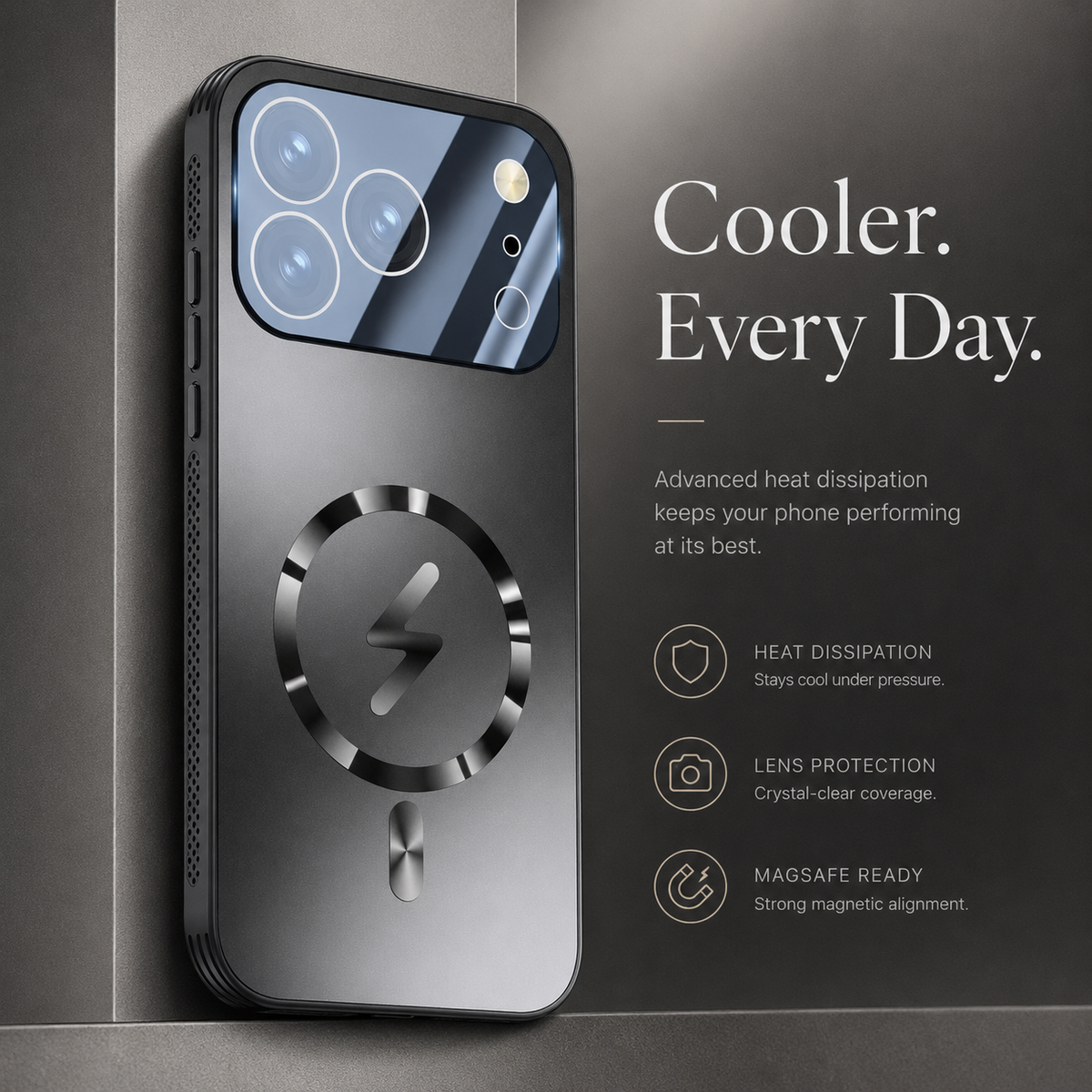 Premium iPhone Case Magnetic Frosted Heat Dissipation Protective Cover Camera Lens Protection Anti Scratch Slim Full Coverage Cooling Matte Case Design