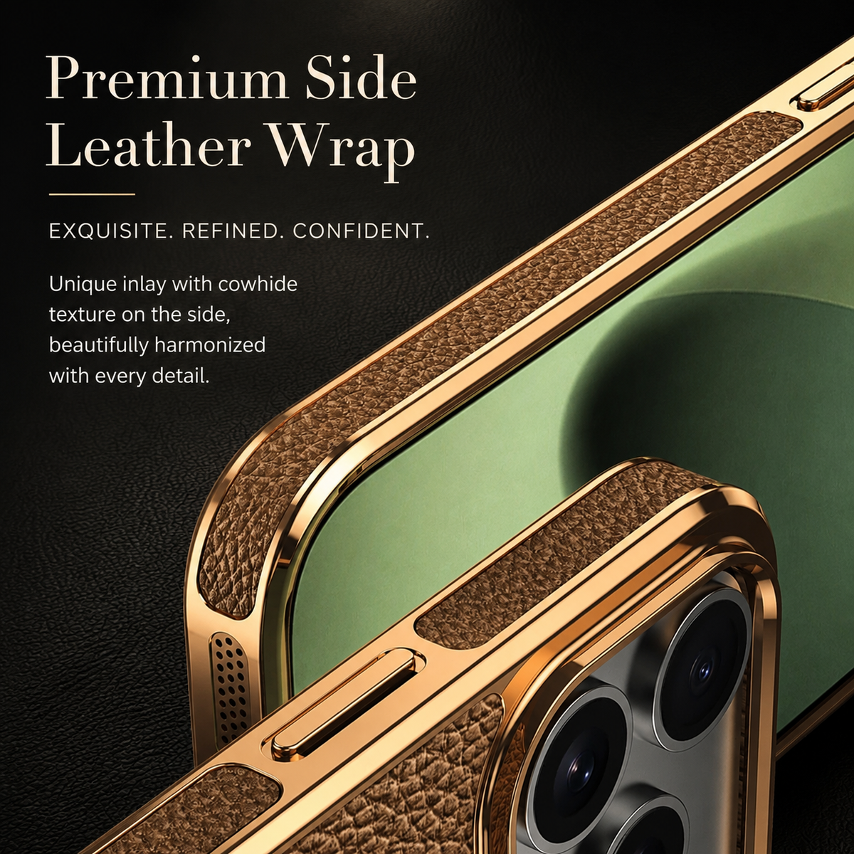 Premium iPhone Case Magnetic Genuine Leather Cowhide Lychee Texture Slim Protective Cover MagSafe Compatible Anti Fingerprint Non Slip Grip