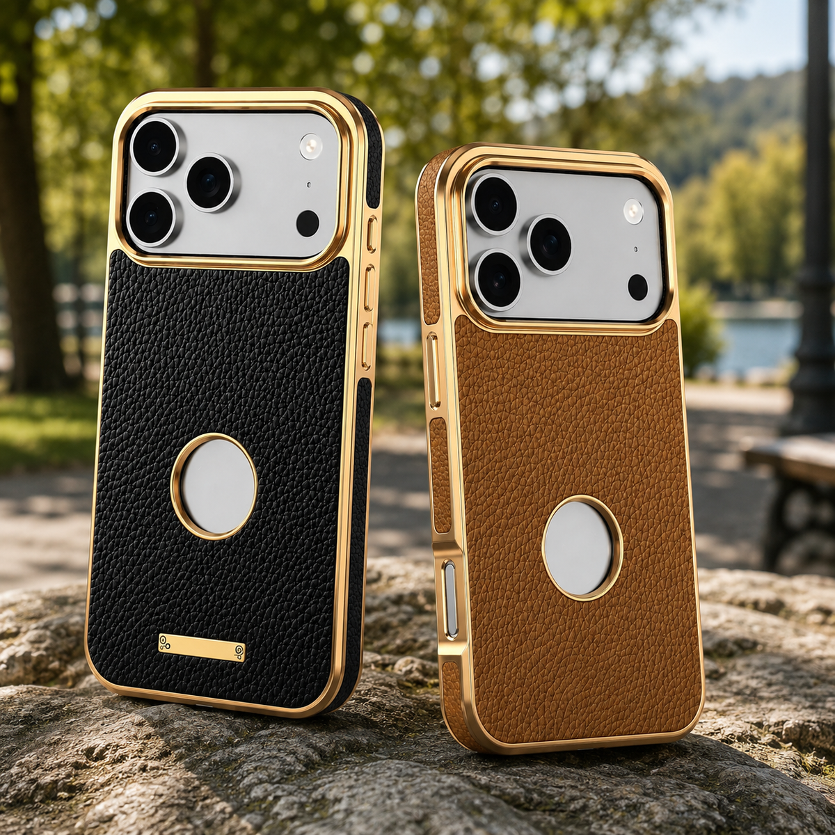 Premium iPhone Case Magnetic Genuine Leather Cowhide Lychee Texture Slim Protective Cover MagSafe Compatible Anti Fingerprint Non Slip Grip