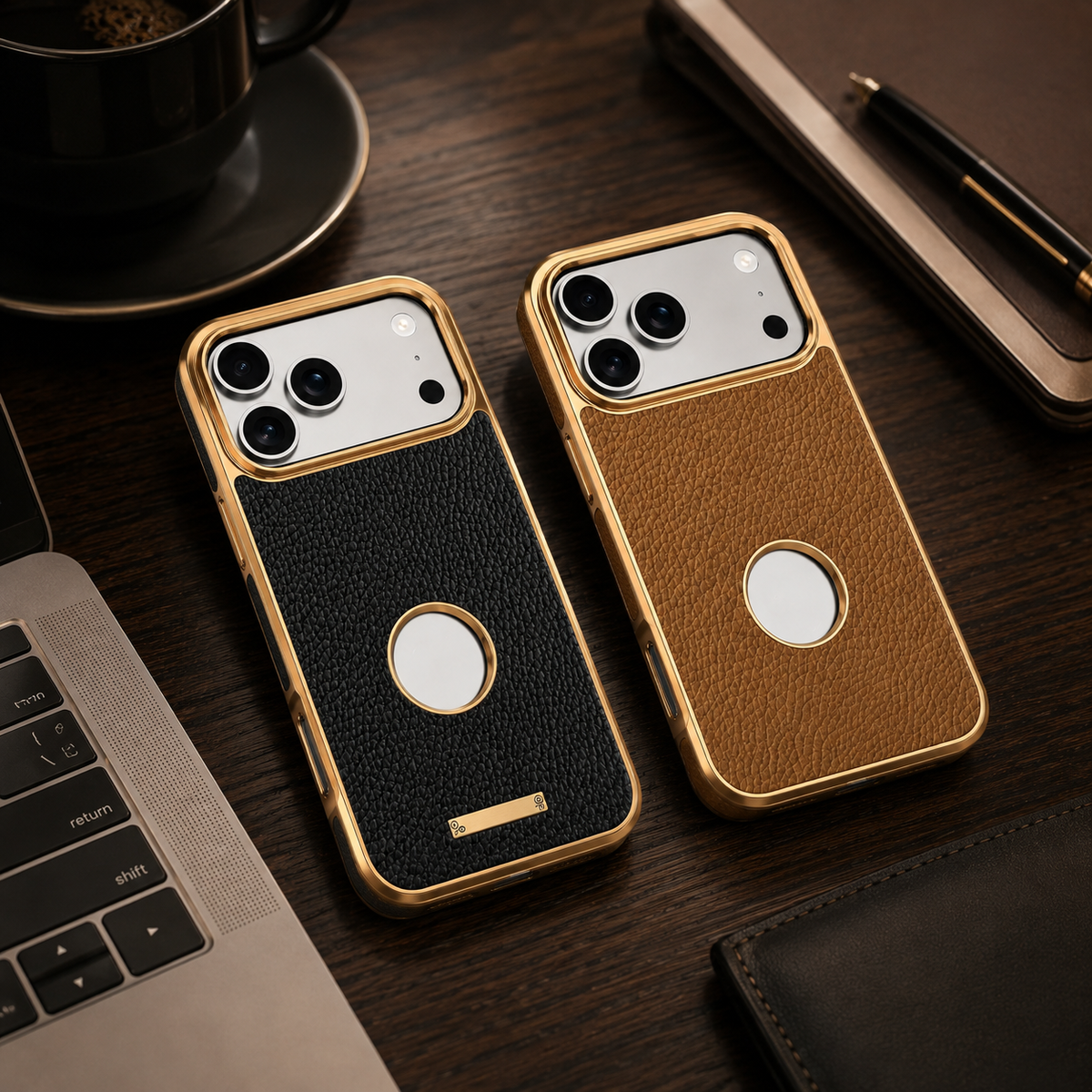 Premium iPhone Case Magnetic Genuine Leather Cowhide Lychee Texture Slim Protective Cover MagSafe Compatible Anti Fingerprint Non Slip Grip
