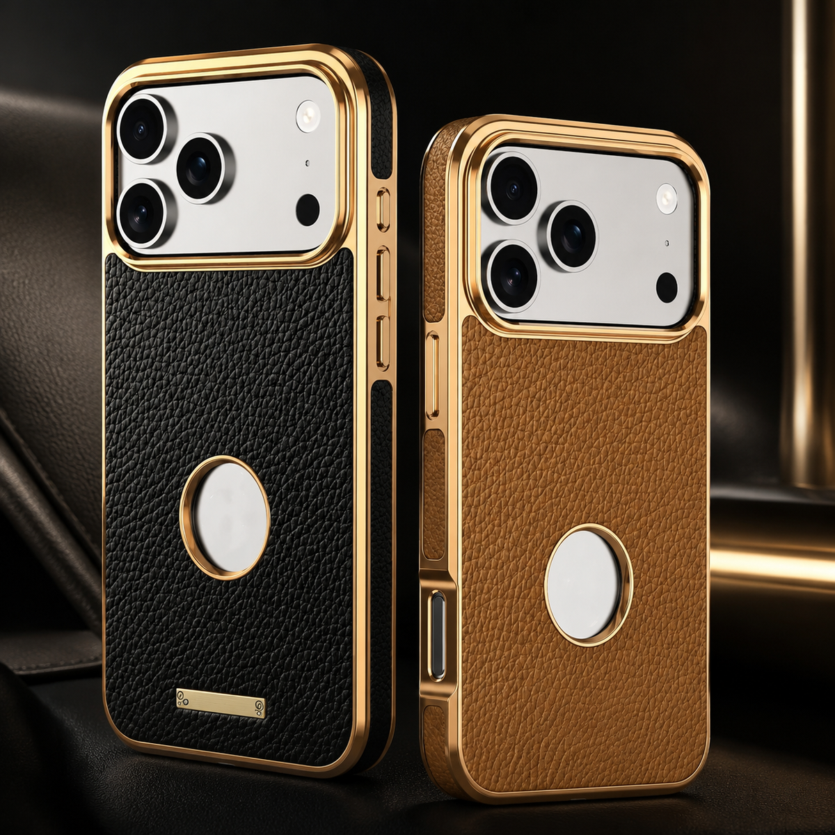 Premium iPhone Case Magnetic Genuine Leather Cowhide Lychee Texture Slim Protective Cover MagSafe Compatible Anti Fingerprint Non Slip Grip