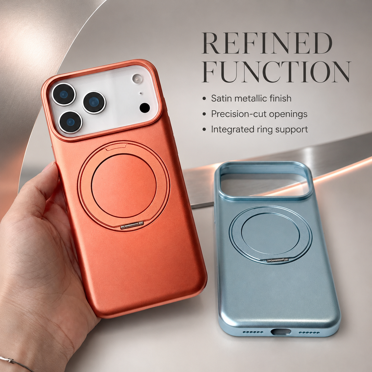 Premium iPhone Case Magnetic Holder 360 Rotating Stand MagSafe Original Color Hard PC Shell Shockproof Slim Anti Drop Durable Protective Phone Cover Case