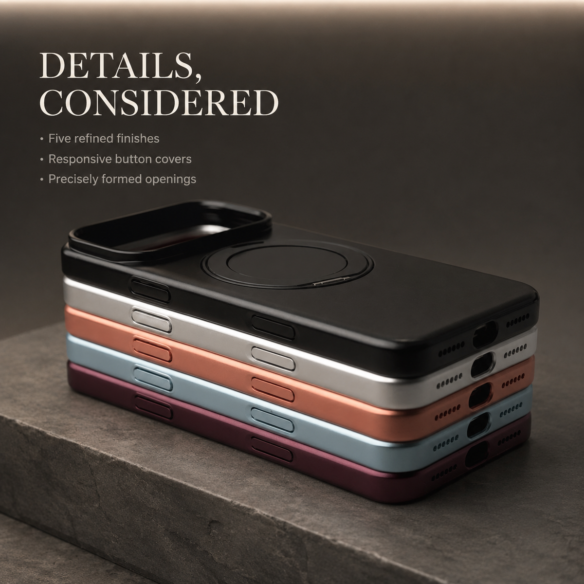 Premium iPhone Case Magnetic Holder 360 Rotating Stand MagSafe Original Color Hard PC Shell Shockproof Slim Anti Drop Durable Protective Phone Cover Case