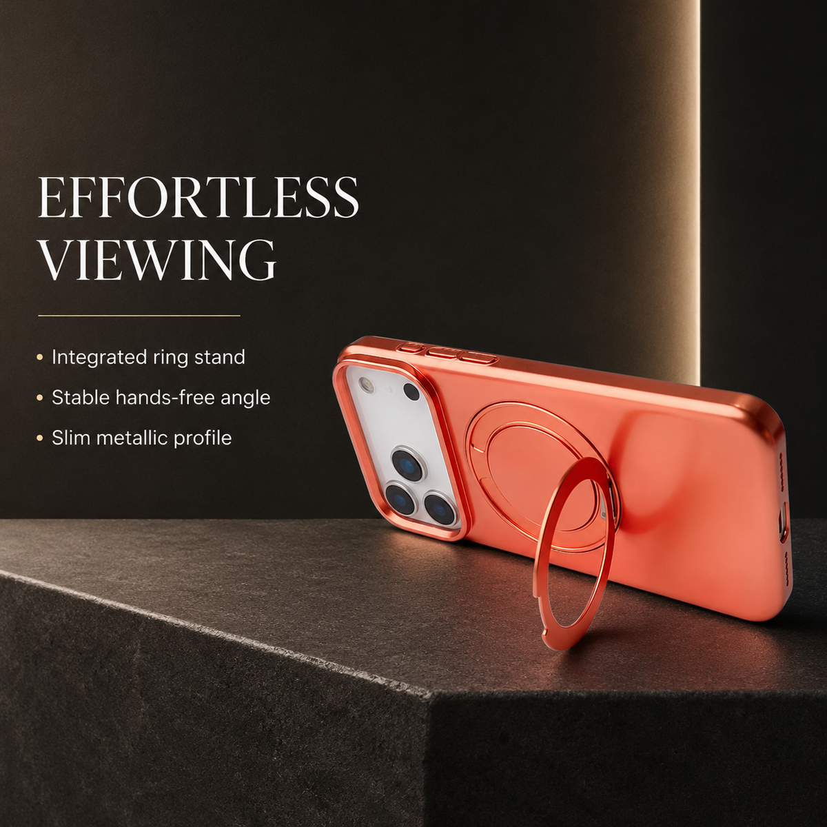 Premium iPhone Case Magnetic Holder 360 Rotating Stand MagSafe Original Color Hard PC Shell Shockproof Slim Anti Drop Durable Protective Phone Cover Case