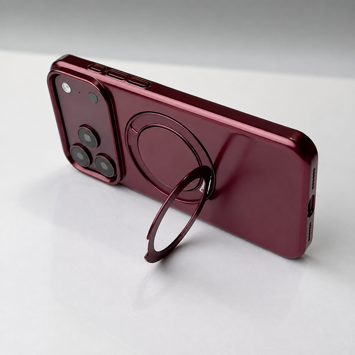 Premium iPhone Case Magnetic Holder 360 Rotating Stand MagSafe Original Color Hard PC Shell Shockproof Slim Anti Drop Durable Protective Phone Cover Case