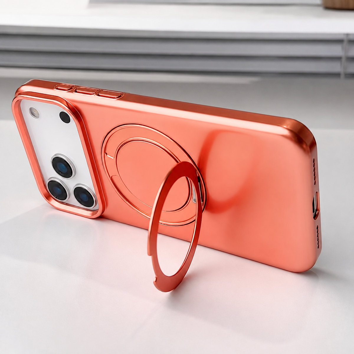Premium iPhone Case Magnetic Holder 360 Rotating Stand MagSafe Original Color Hard PC Shell Shockproof Slim Anti Drop Durable Protective Phone Cover Case