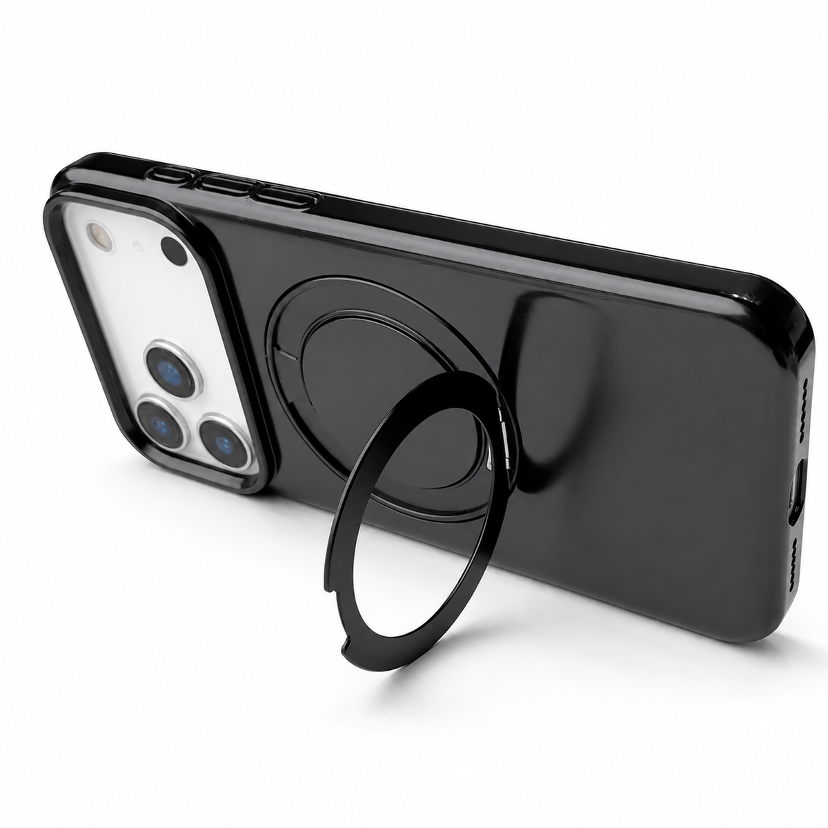 Premium iPhone Case Magnetic Holder 360 Rotating Stand MagSafe Original Color Hard PC Shell Shockproof Slim Anti Drop Durable Protective Phone Cover Case