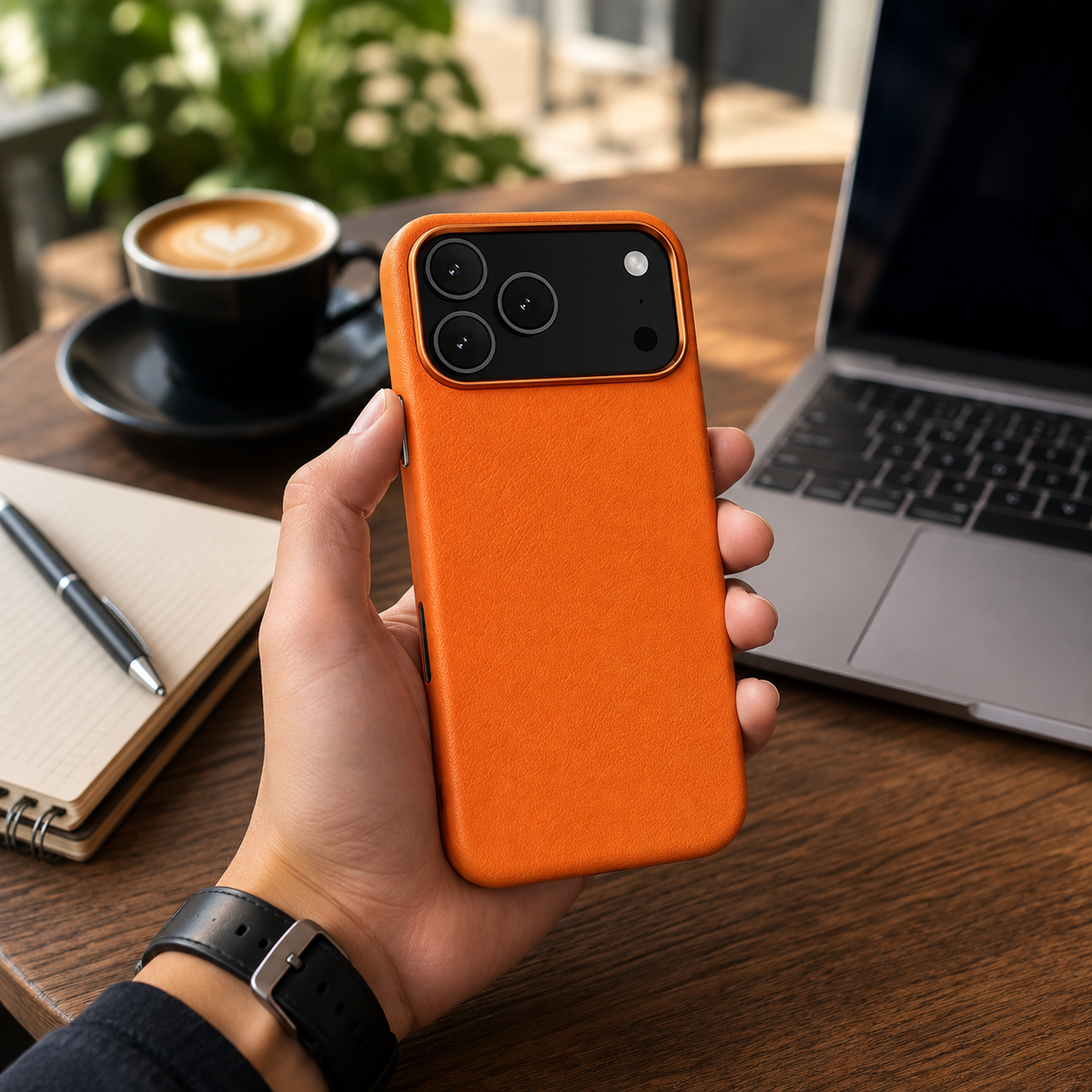 Premium iPhone Case Magnetic Leather Cover Metal Camera Protection Shockproof Anti Fingerprint Full Coverage MagSafe Wireless Charging Slim Protective