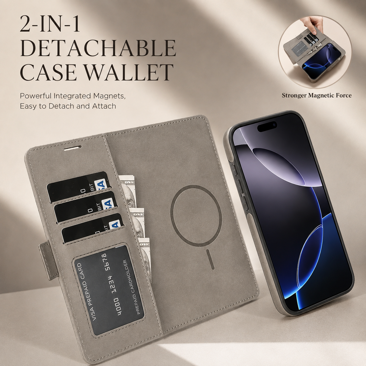 Premium iPhone Case Magnetic Leather Wallet MagSafe Compatible Flip Card Holder Dual Layer Shock Protection Matte Anti Scratch Non Slip Slim Fit Style