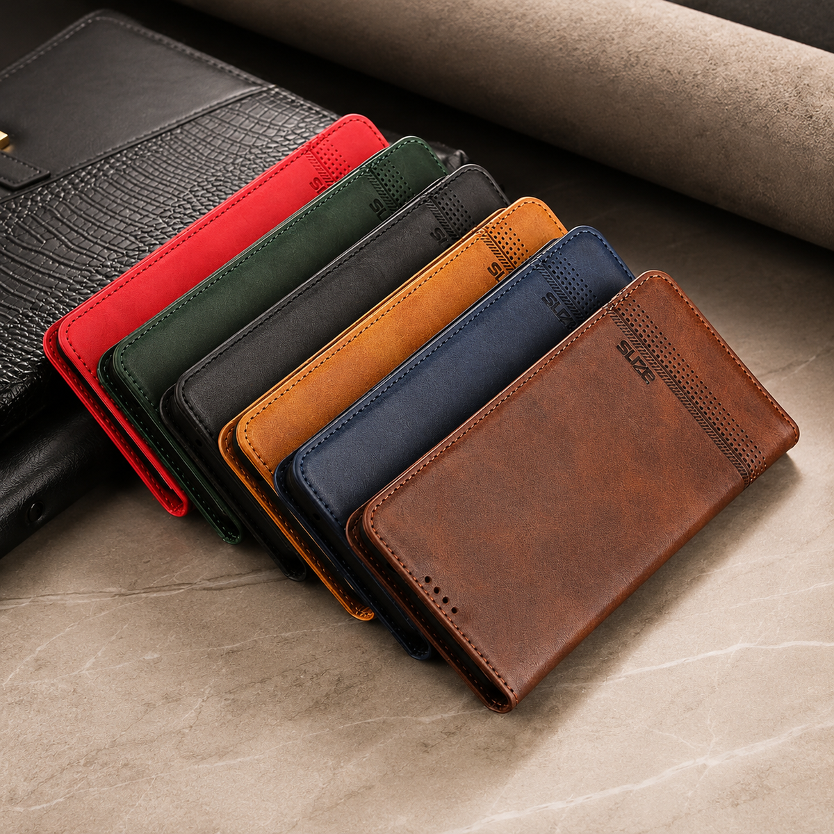 Premium iPhone Case Magnetic Leather Wallet Protective Cover Anti Scratch Dustproof Slim Card Storage Soft Touch Non Slip Full Coverage Folio Case
