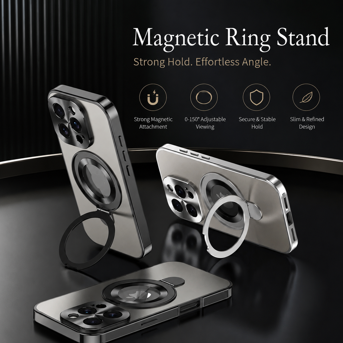 Premium iPhone Case Magnetic Metal Frame Glass Back Shockproof Full Coverage Protective Cover Anti Scratch Anti Fingerprint Non Slip Mirror Clear Tough Case