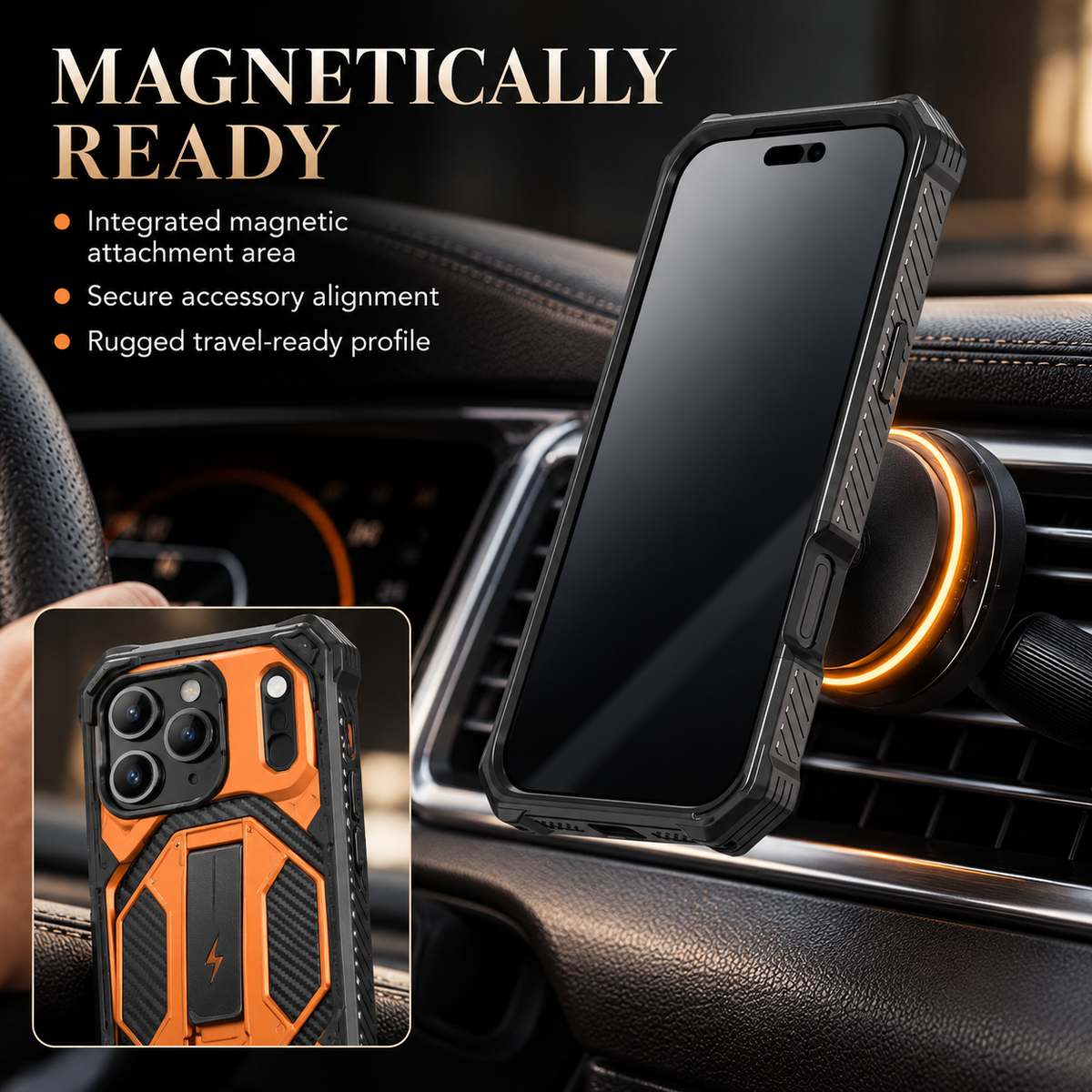 Premium iPhone Case Magnetic Military Grade Shockproof Heavy Shock Absorption Anti Drop Rugged Slim Durable Tough Full Protective Phone Cover Shell Case