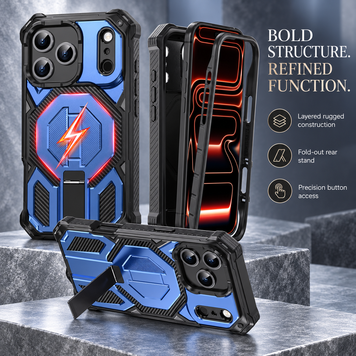 Premium iPhone Case Magnetic Military Grade Shockproof Heavy Shock Absorption Anti Drop Rugged Slim Durable Tough Full Protective Phone Cover Shell Case