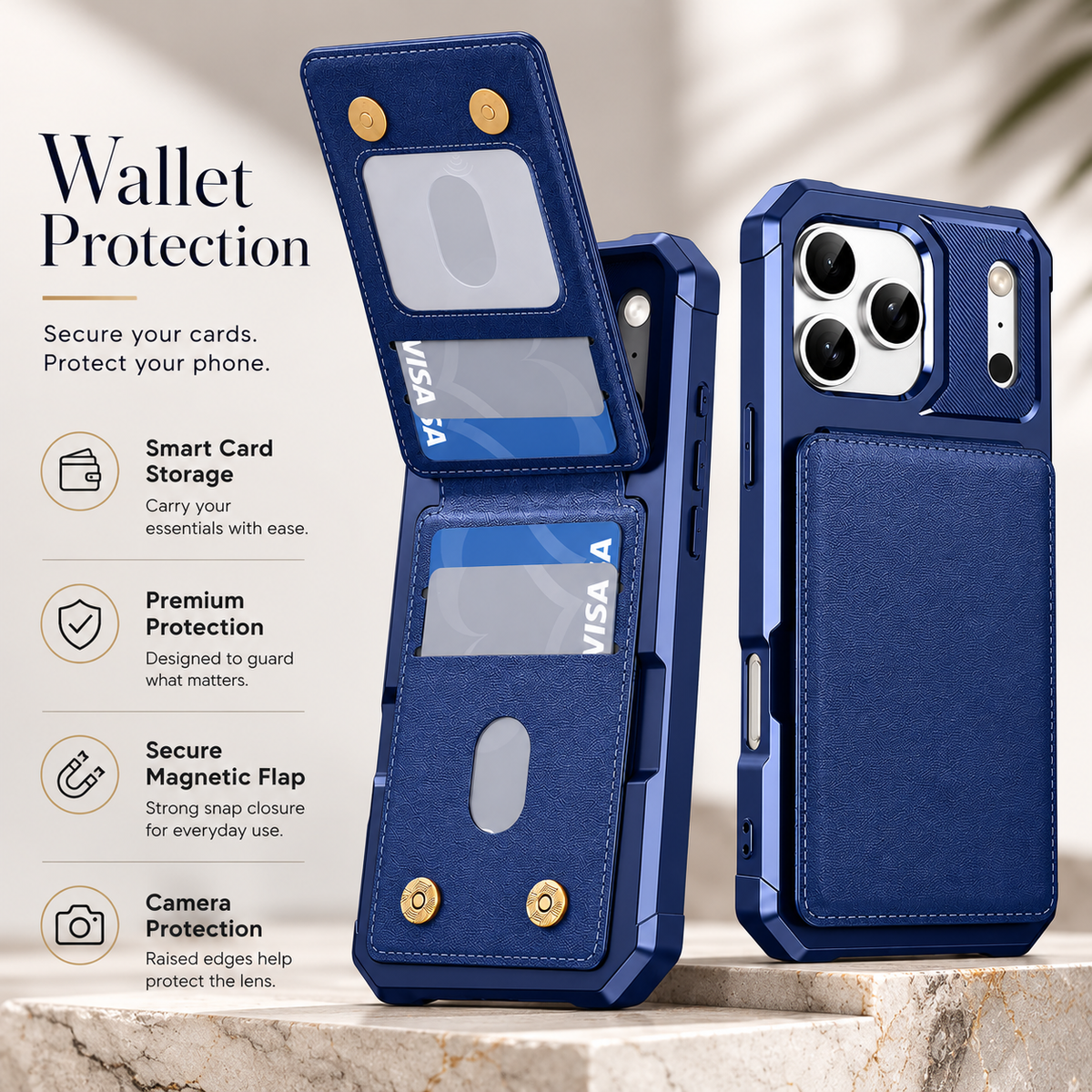 Premium iPhone Case Magnetic PU Leather Wallet Card Holder Flip Cover Shockproof Kickstand Anti Scratch Anti Fingerprint TPU Bumper Protective Case