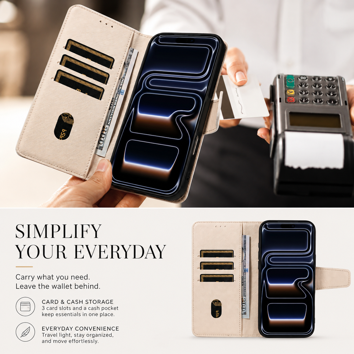 Premium iPhone Case Magnetic PU Leather Wallet Shockproof Protective Cover Anti Scratch Non Slip Slim Card Storage Soft Touch Full Coverage Fashion