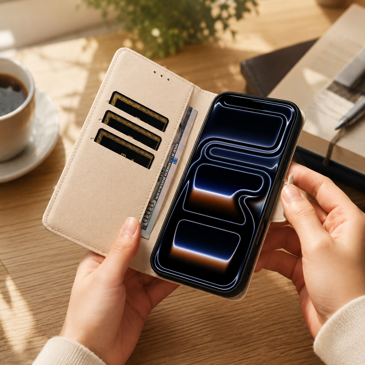 Premium iPhone Case Magnetic PU Leather Wallet Shockproof Protective Cover Anti Scratch Non Slip Slim Card Storage Soft Touch Full Coverage Fashion
