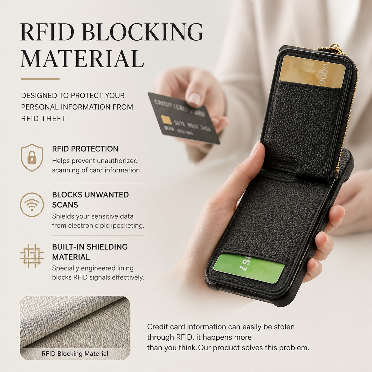 Premium iPhone Case Magnetic PU Leather Wallet Zipper Card Holder Ring Kickstand Lanyard Strap Shockproof Anti Fingerprint Protective Cover