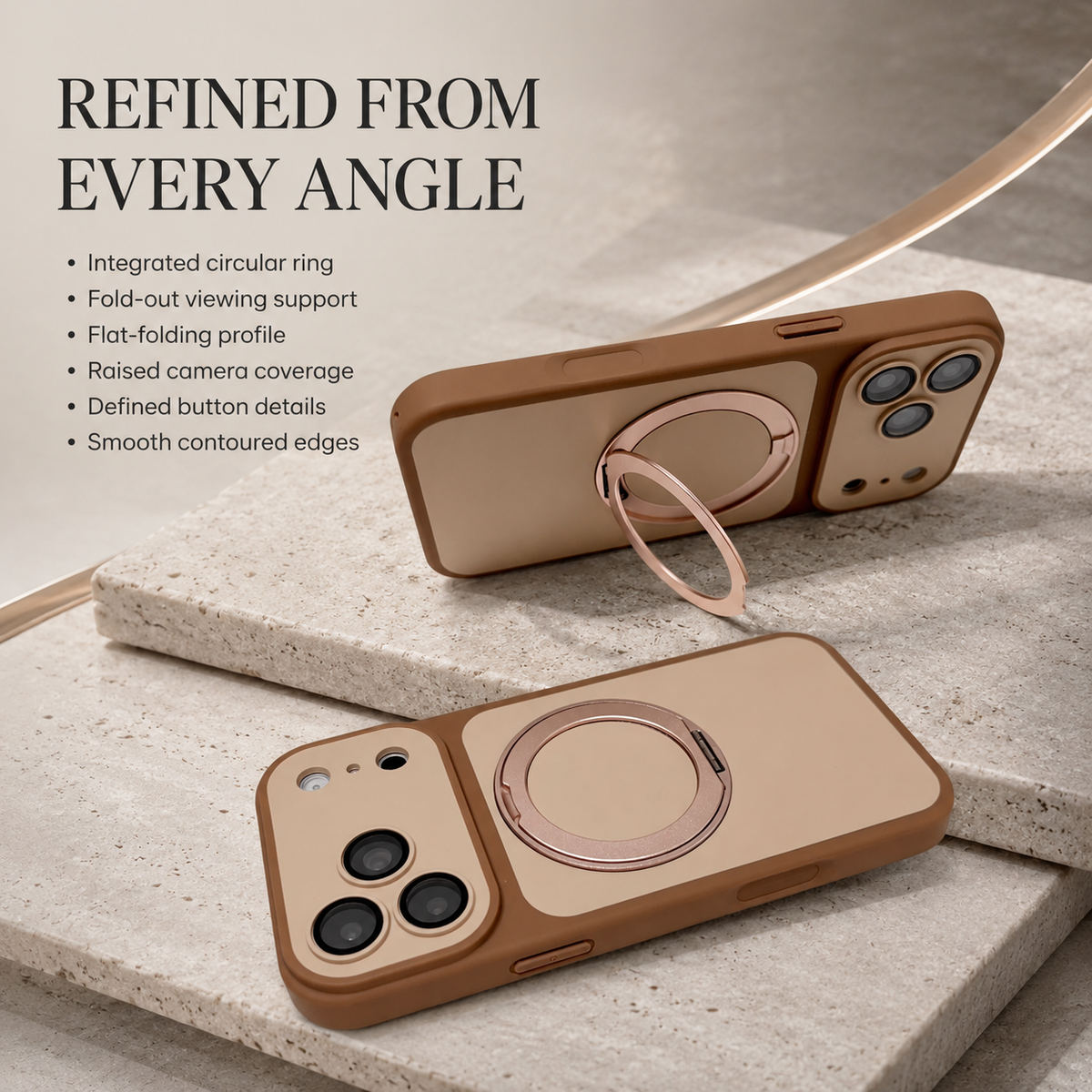 Premium iPhone Case Magnetic Ring Holder Metal Bracket Stand MagSafe Shockproof Slim Anti Drop Non Slip Durable Full Camera Protective Phone Cover Case