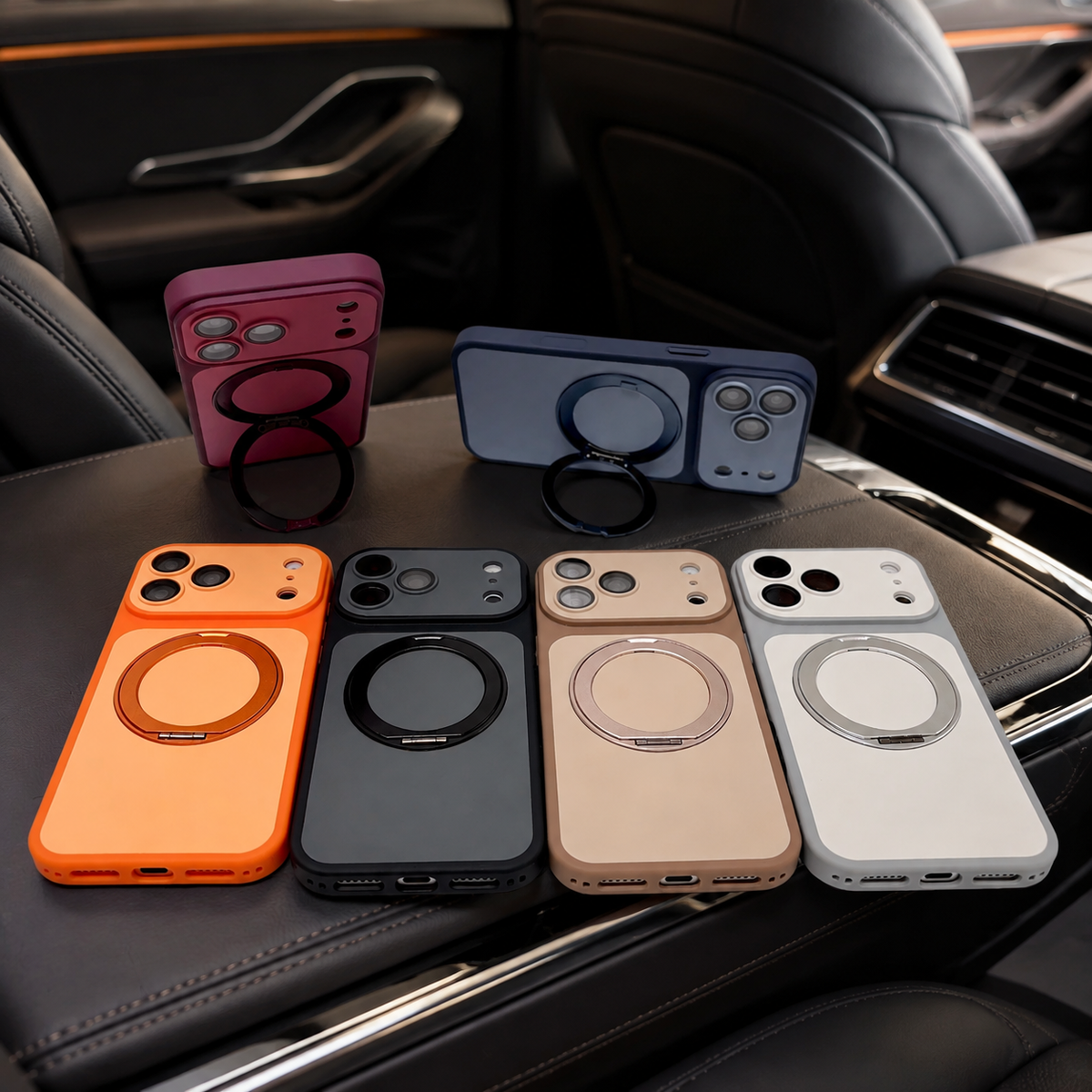 Premium iPhone Case Magnetic Ring Holder Metal Bracket Stand MagSafe Shockproof Slim Anti Drop Non Slip Durable Full Camera Protective Phone Cover Case