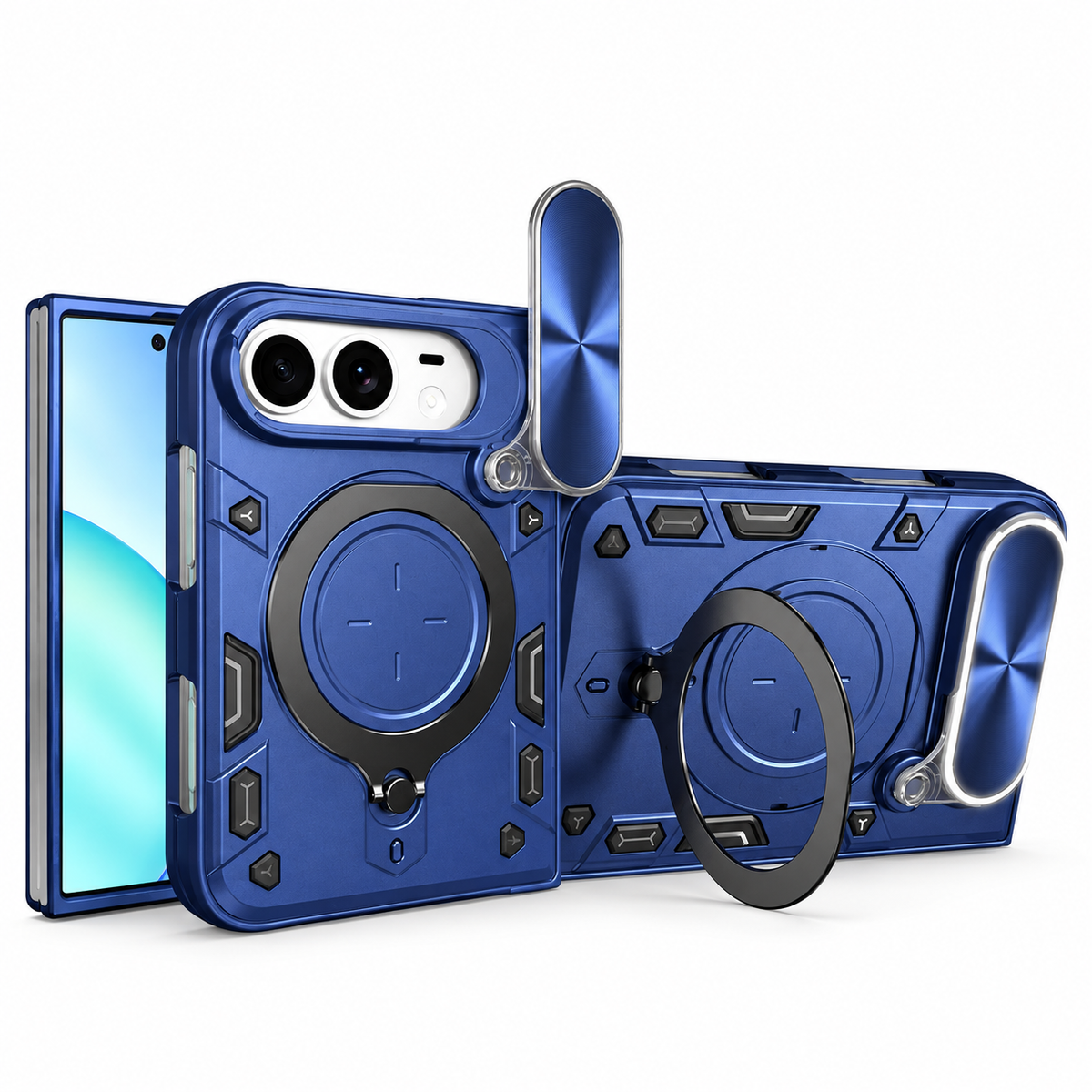 Premium iPhone Case Magnetic Ring Holder Shockproof Armor Shell Slide Camera Protection Tough Anti Scratch Slim Protective Durable Grip Phone Cover Case