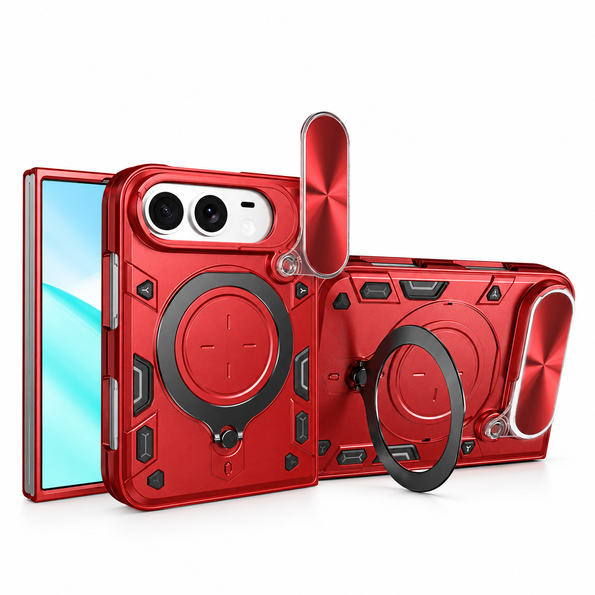 Premium iPhone Case Magnetic Ring Holder Shockproof Armor Shell Slide Camera Protection Tough Anti Scratch Slim Protective Durable Grip Phone Cover Case