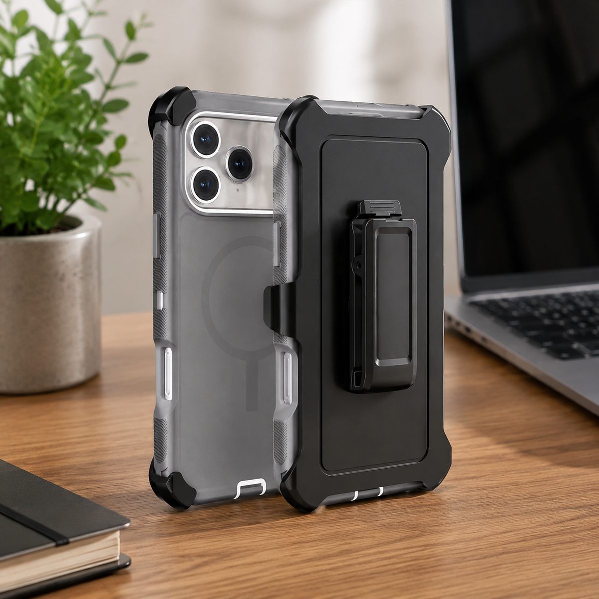 Premium iPhone Case Magnetic Rugged Defender Shockproof Armor Dual Layer Belt Clip Holder Protective Cover Full Port Protection Anti Slip Grip Heavy Duty Design
