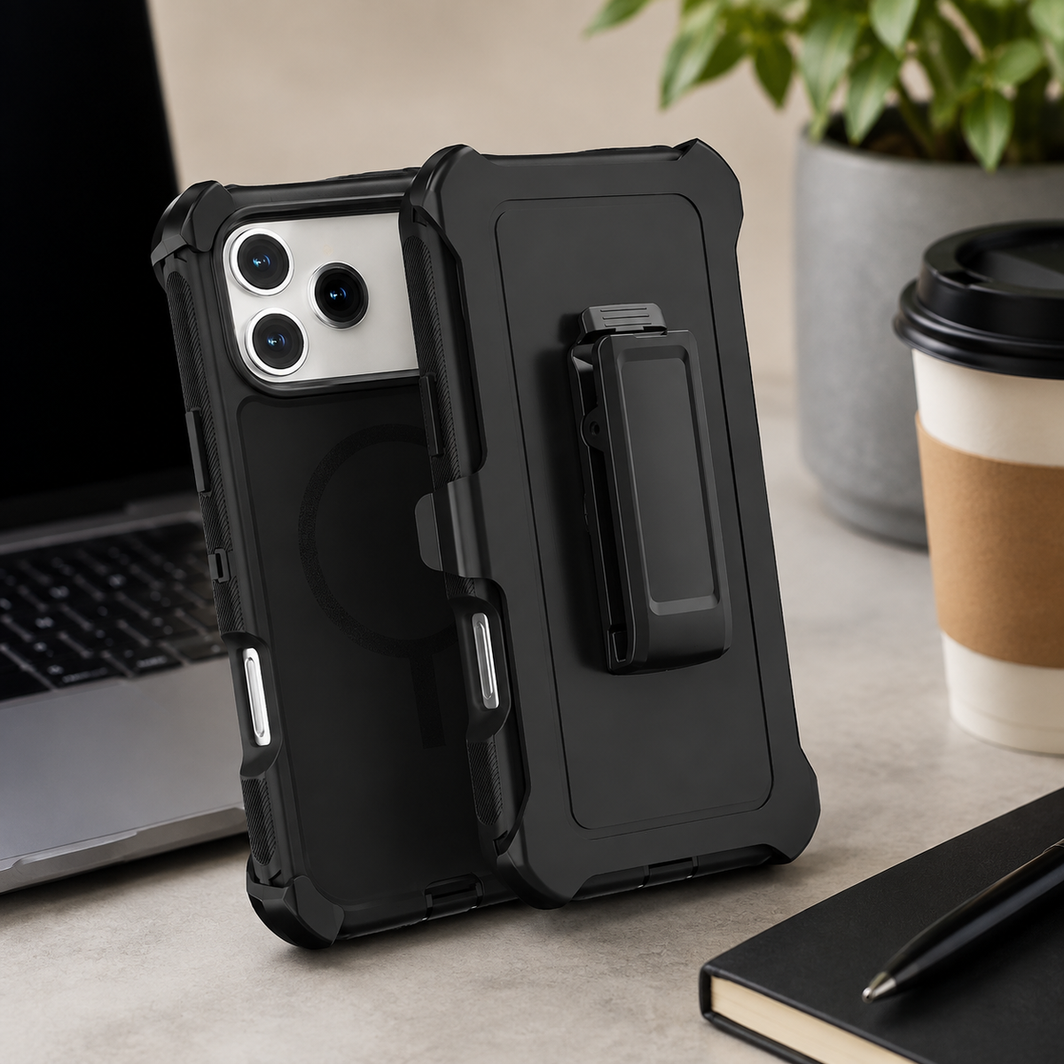 Premium iPhone Case Magnetic Rugged Defender Shockproof Armor Dual Layer Belt Clip Holder Protective Cover Full Port Protection Anti Slip Grip Heavy Duty Design