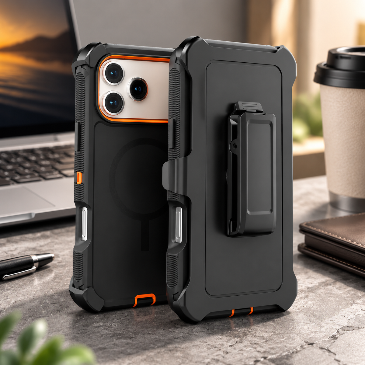 Premium iPhone Case Magnetic Rugged Defender Shockproof Armor Dual Layer Belt Clip Holder Protective Cover Full Port Protection Anti Slip Grip Heavy Duty Design