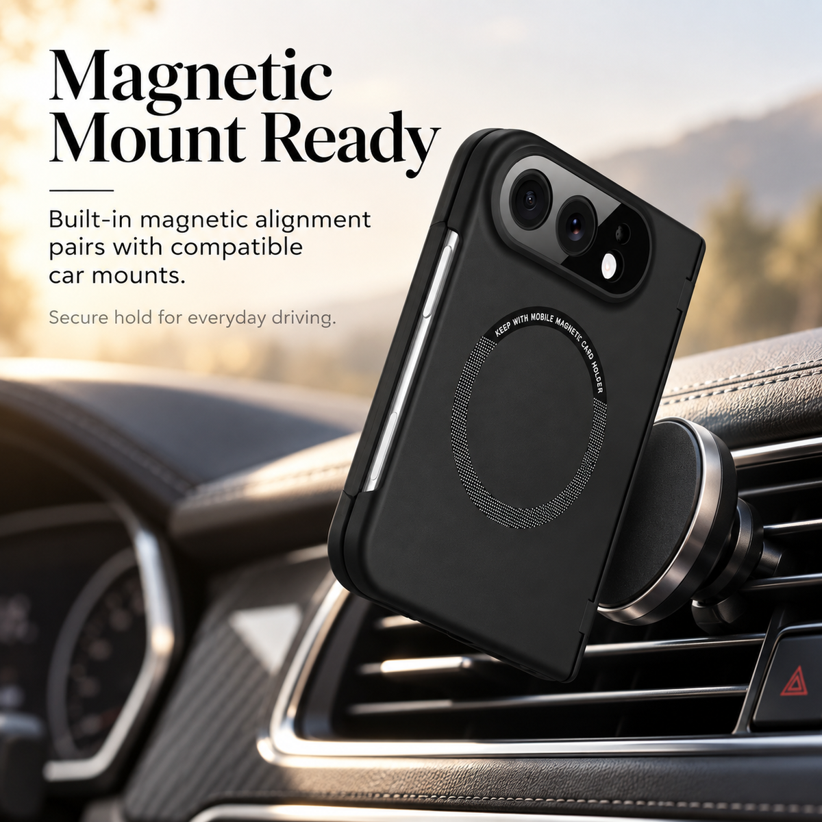 Premium iPhone Case Magnetic Spring Hinge Protection Tempered Glass Shockproof Hard PC MagSafe Slim Durable Anti Drop Full Protective Phone Cover Case