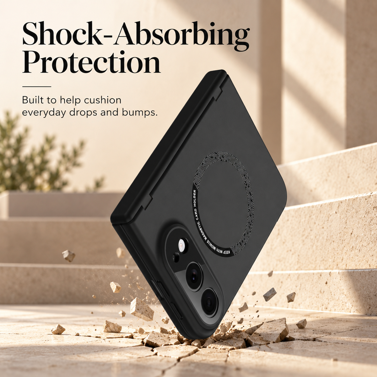 Premium iPhone Case Magnetic Spring Hinge Protection Tempered Glass Shockproof Hard PC MagSafe Slim Durable Anti Drop Full Protective Phone Cover Case