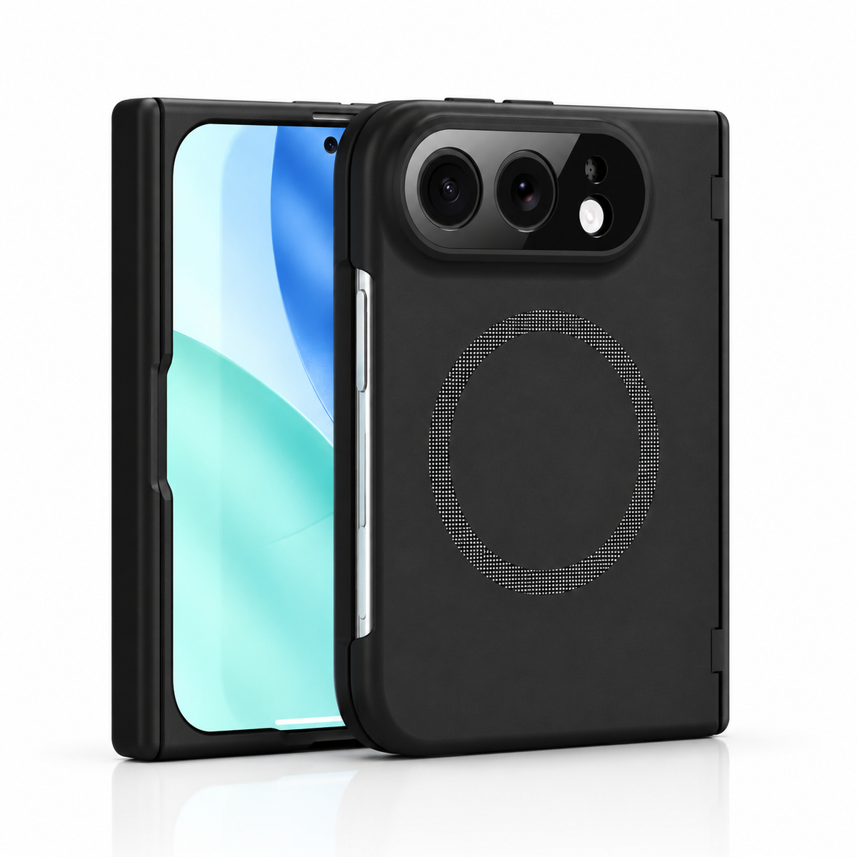 Premium iPhone Case Magnetic Spring Hinge Protection Tempered Glass Shockproof Hard PC MagSafe Slim Durable Anti Drop Full Protective Phone Cover Case