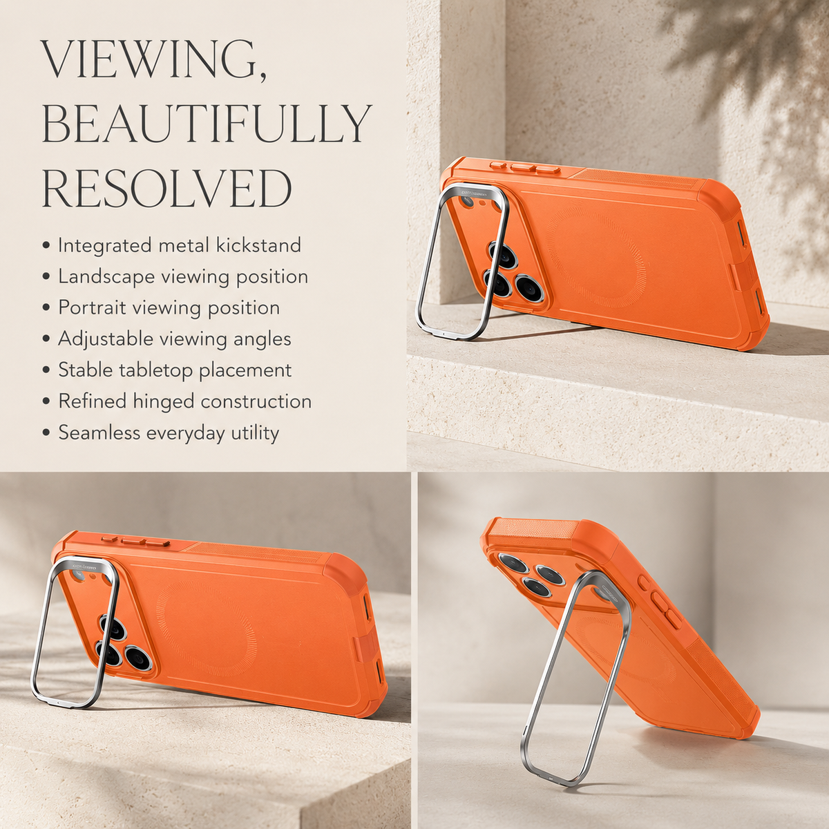 Premium iPhone Case Magnetic Stash Stand Military Grade Shockproof MagSafe Slim Anti Drop Camera Protection Durable Protective Kickstand Phone Cover Case