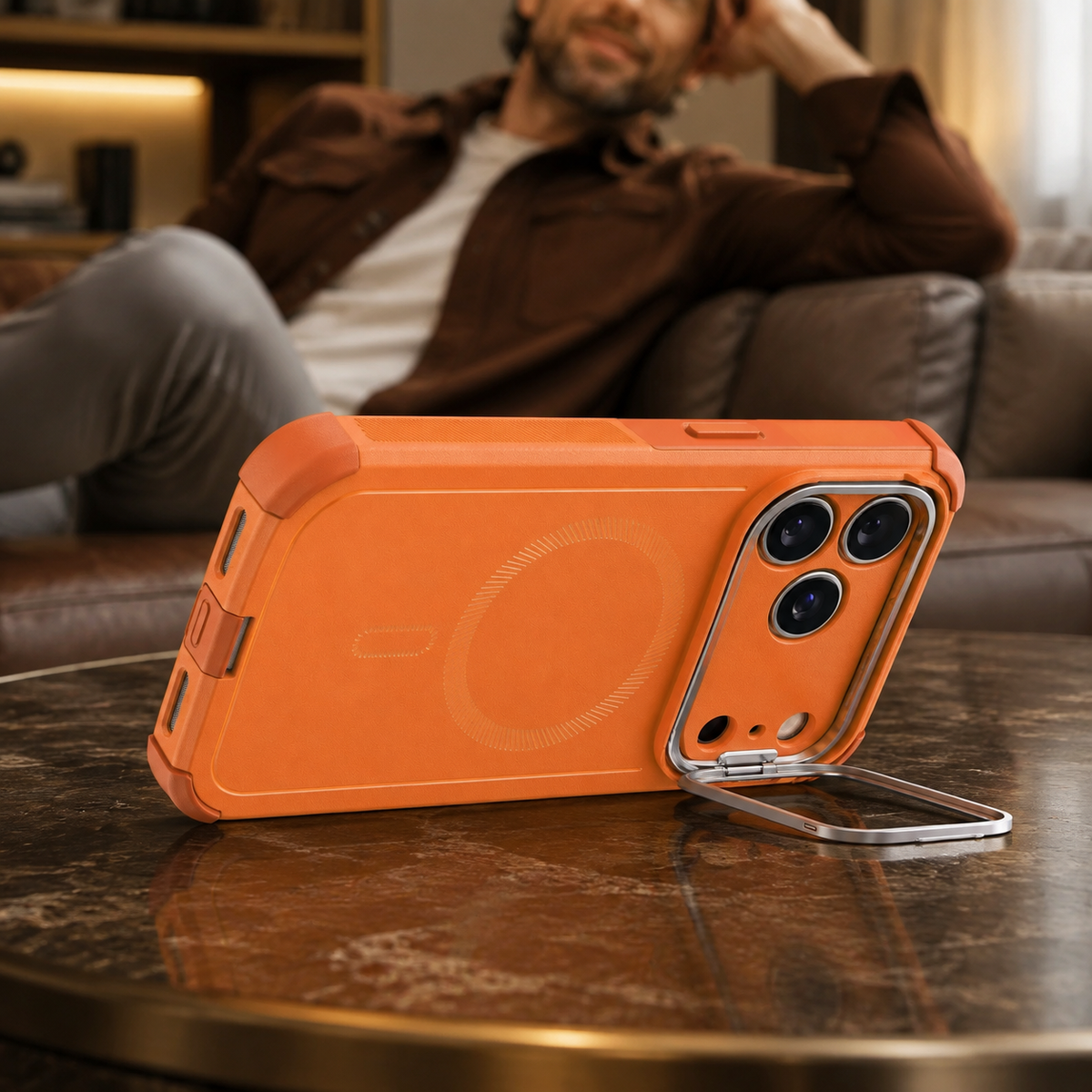 Premium iPhone Case Magnetic Stash Stand Military Grade Shockproof MagSafe Slim Anti Drop Camera Protection Durable Protective Kickstand Phone Cover Case