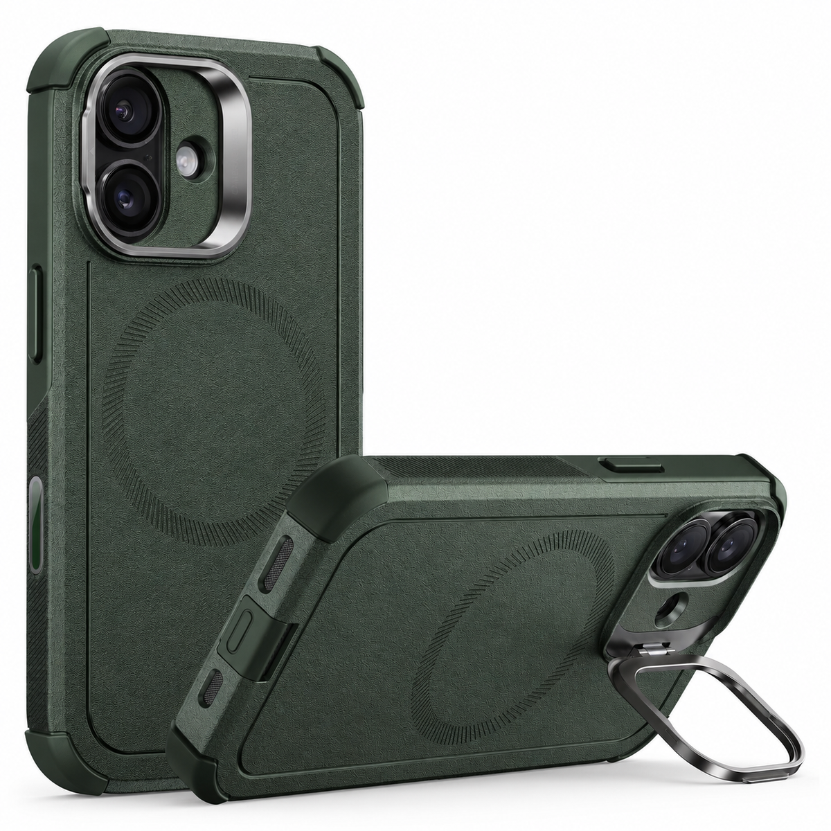 Premium iPhone Case Magnetic Stash Stand Military Grade Shockproof MagSafe Slim Anti Drop Camera Protection Durable Protective Kickstand Phone Cover Case