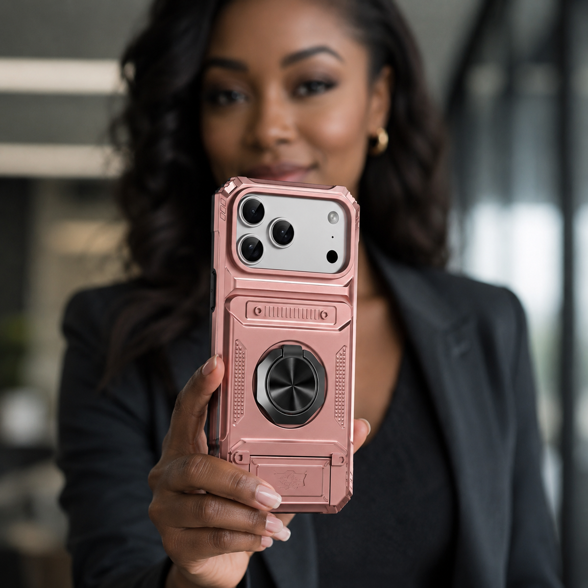 Premium iPhone Case Magnetic Wallet Card Holder Rotating Ring Kickstand Heavy Duty Shockproof PC Protective Cover Non Slip Tough Full Coverage Armor