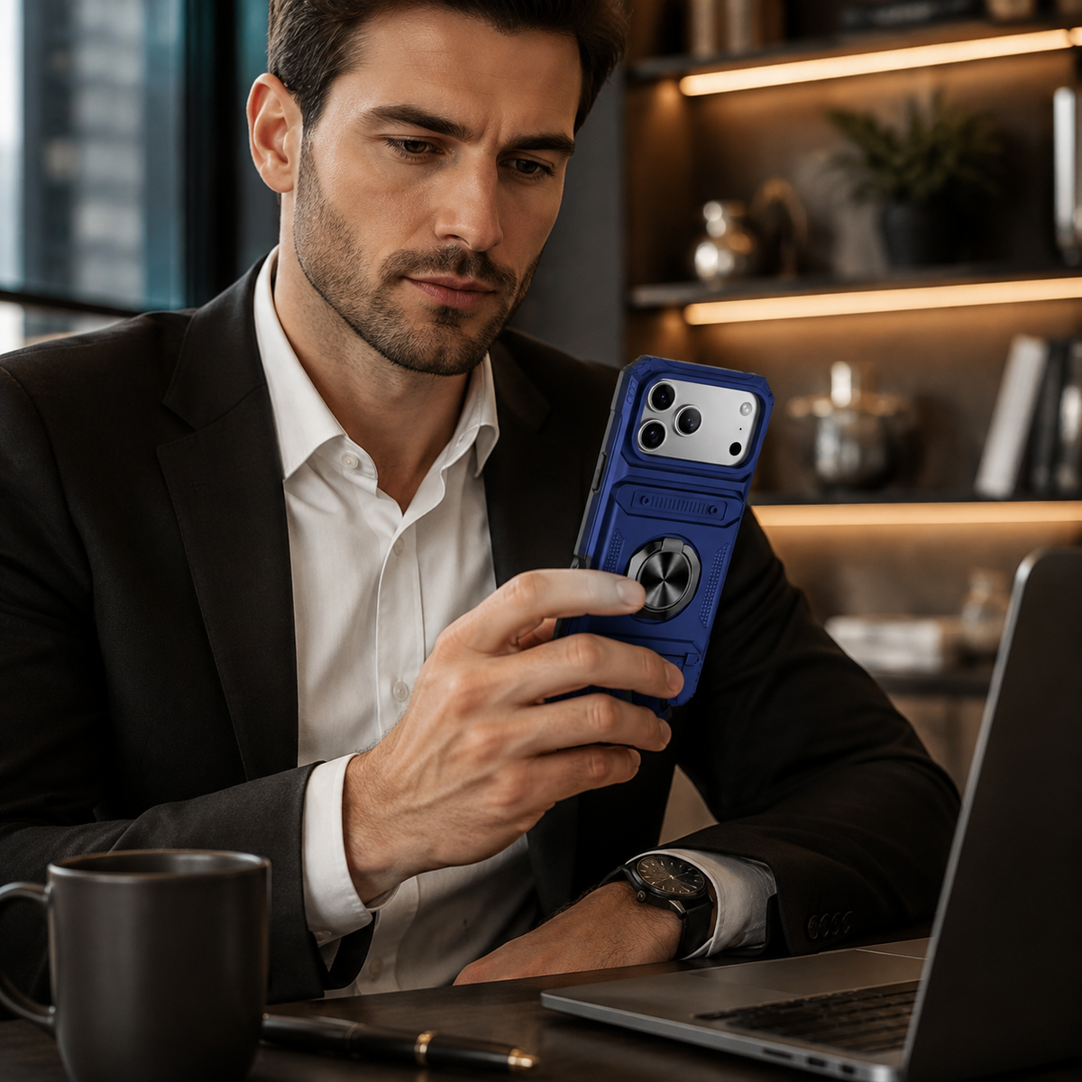 Premium iPhone Case Magnetic Wallet Cover Card Holder Rotating Ring Kickstand Heavy Duty Shockproof Drop Protection Anti Slip Full Coverage Case