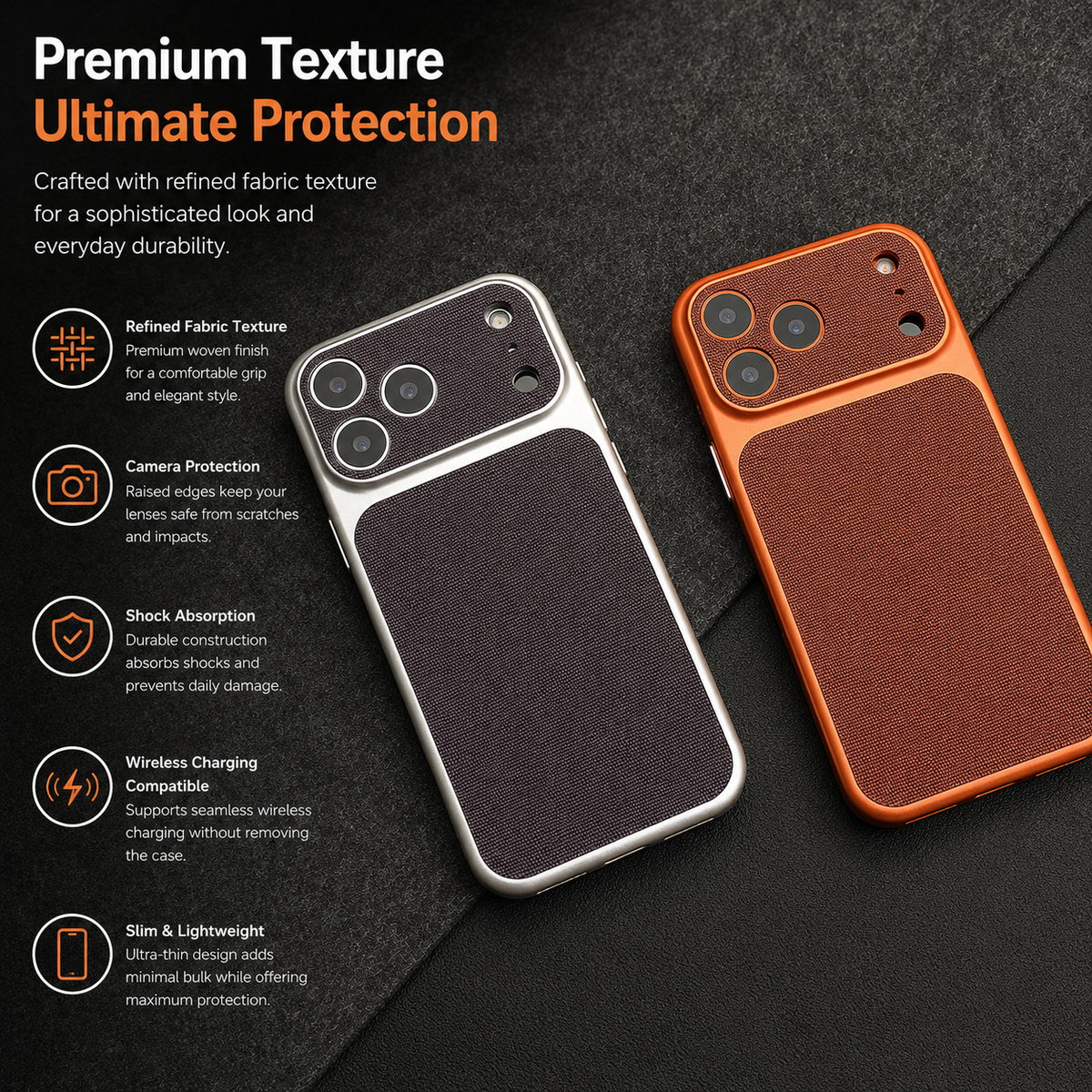 Premium iPhone Case Magnetic Woven Leather Textured Shockproof Protective Cover Hard PC Armor Anti Scratch Plating Slim Retro Non Slip Full Coverage