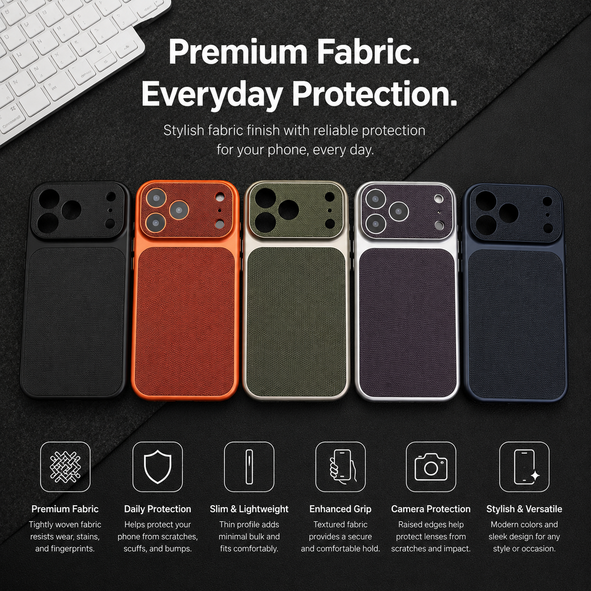 Premium iPhone Case Magnetic Woven Leather Textured Shockproof Protective Cover Hard PC Armor Anti Scratch Plating Slim Retro Non Slip Full Coverage