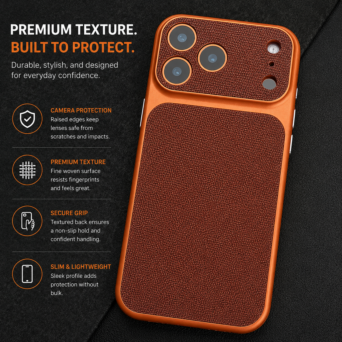 Premium iPhone Case Magnetic Woven Leather Textured Shockproof Protective Cover Hard PC Armor Anti Scratch Plating Slim Retro Non Slip Full Coverage
