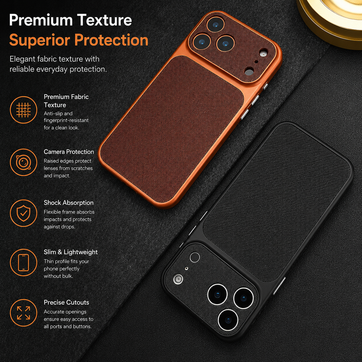 Premium iPhone Case Magnetic Woven Leather Textured Shockproof Protective Cover Hard PC Armor Anti Scratch Plating Slim Retro Non Slip Full Coverage