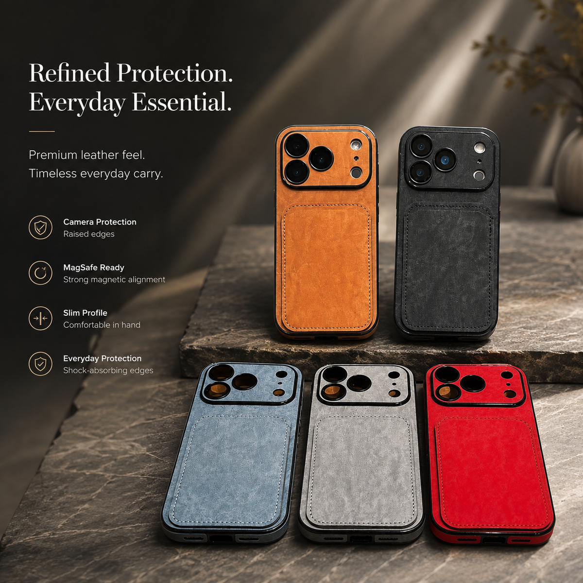 Premium iPhone Case Matte Card Holder Wallet Shockproof Acrylic Protective Cover Slim Anti Scratch Non Slip Bumper Hard Back Card Storage Case